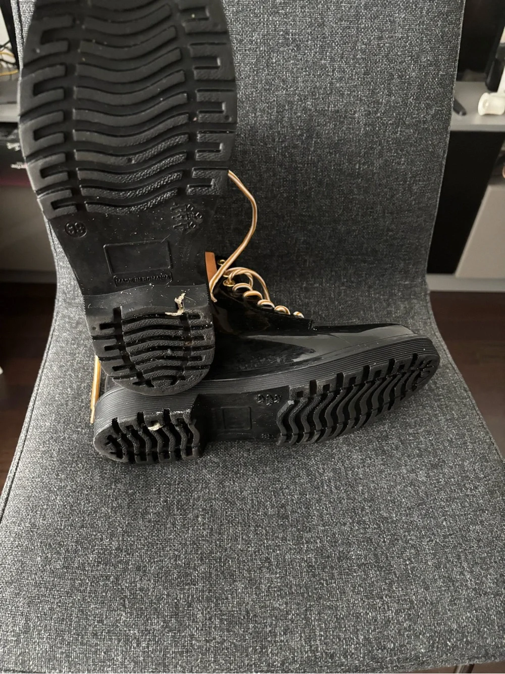 See By Chloe Black, White and Tan Lace-Up Boots
